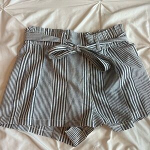Striped Gray and White Women's Shorts